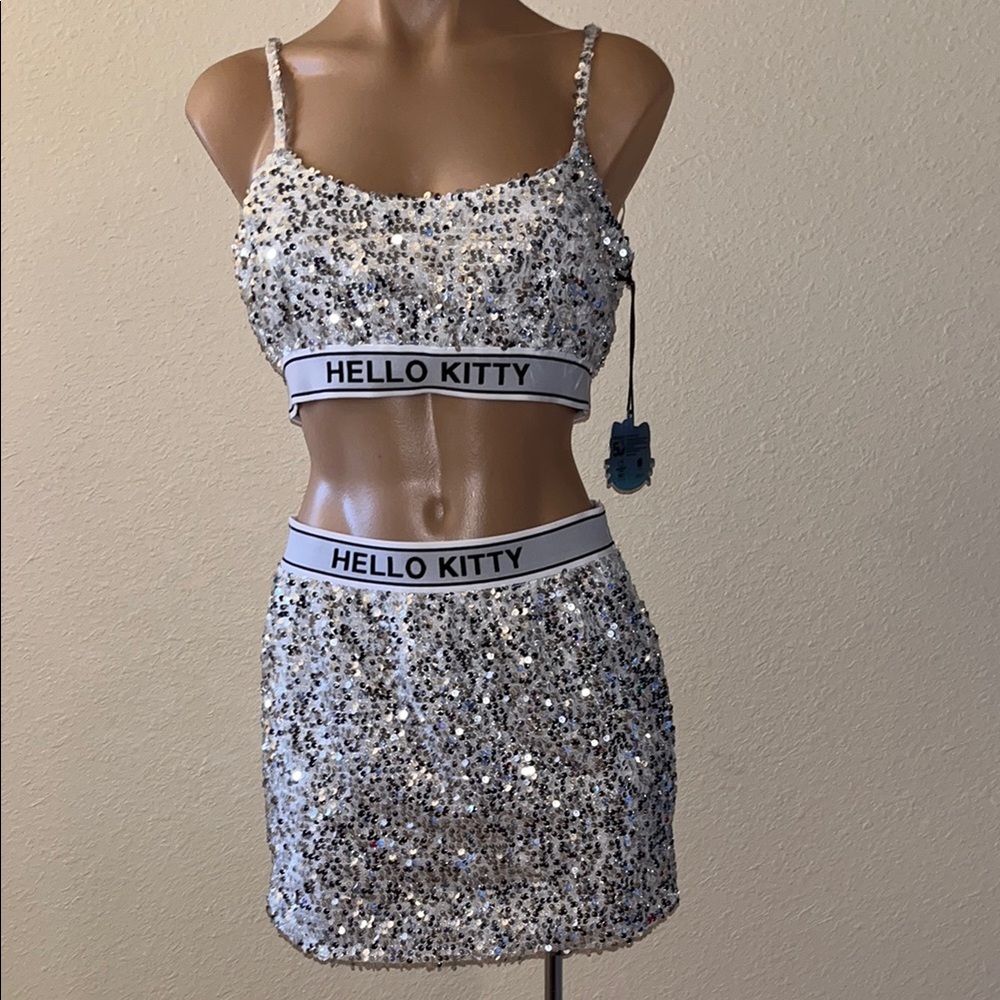 Hello Kitty Sequin Crop Top and Skirt Set